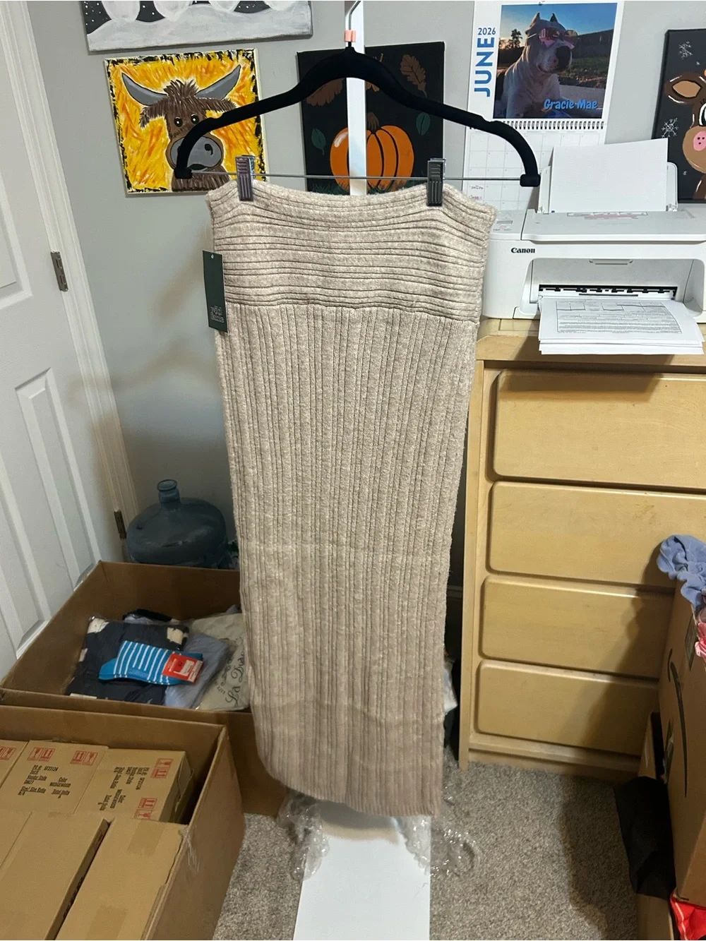 wild fable Ribbed Strapless Knit Dress — Neutral Beige